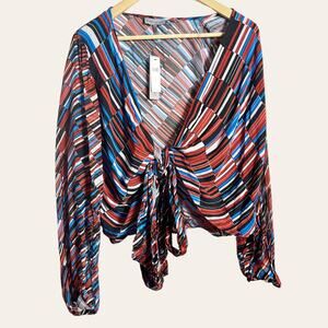 Anthropologie Conditions Apply Laurie Deco Wrap Long Sleeve Top Size S